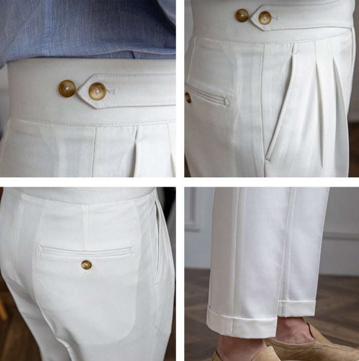 Moneglia Gerade Passform Faltenhose