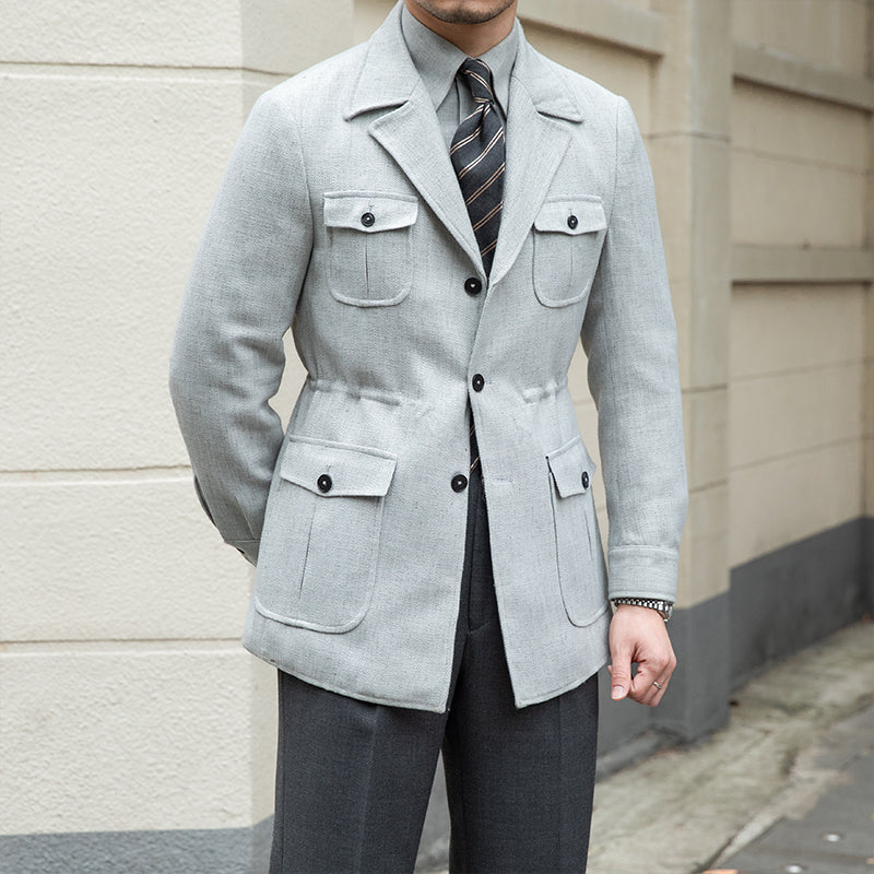 Mailand Anzugkragen Leinenmischung Jacke