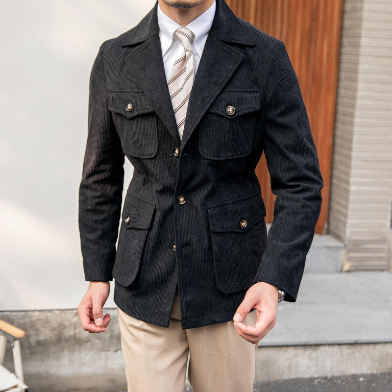 Oslo Corduroy Taillierte Safari-Jacke mit Reverskragen
