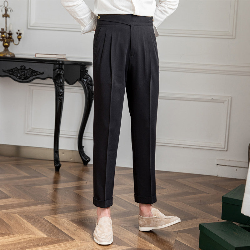 Moneglia Gerade Passform Faltenhose