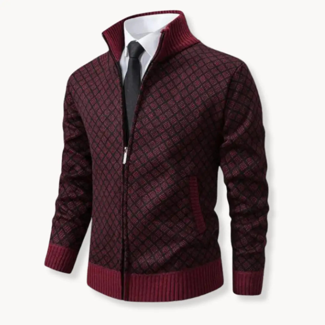 Damon | Men's Full-Zip Patterned Sweater Jacket