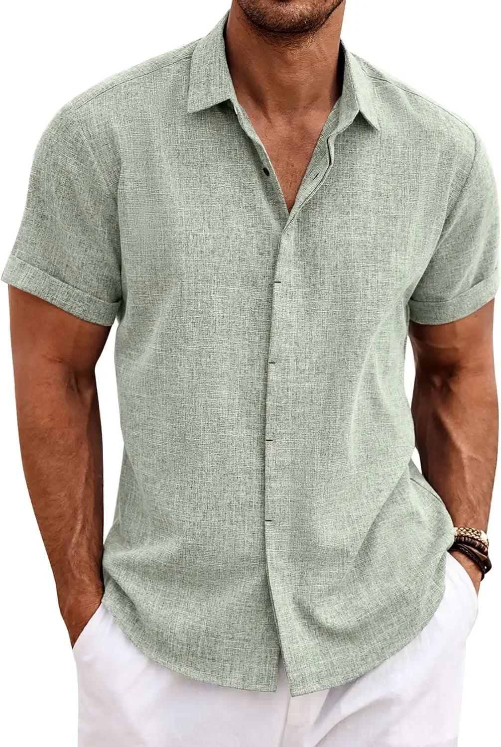 The Milo Short Sleeve Cotton-Linen Shirt | Lightweight Pullover for Casual Summer Comfort