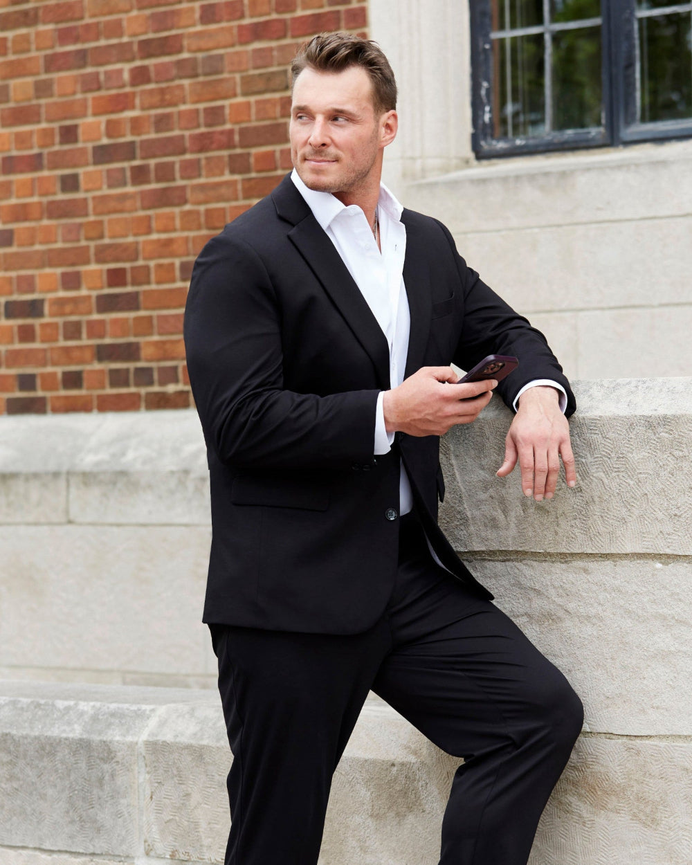 Pantalon de costume extensible coupe athlétique - noir