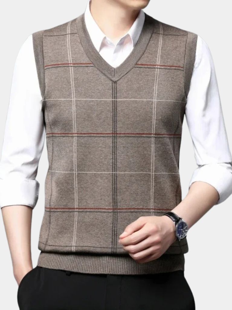 Academic Checkered Knit Vest - Fayymont Co