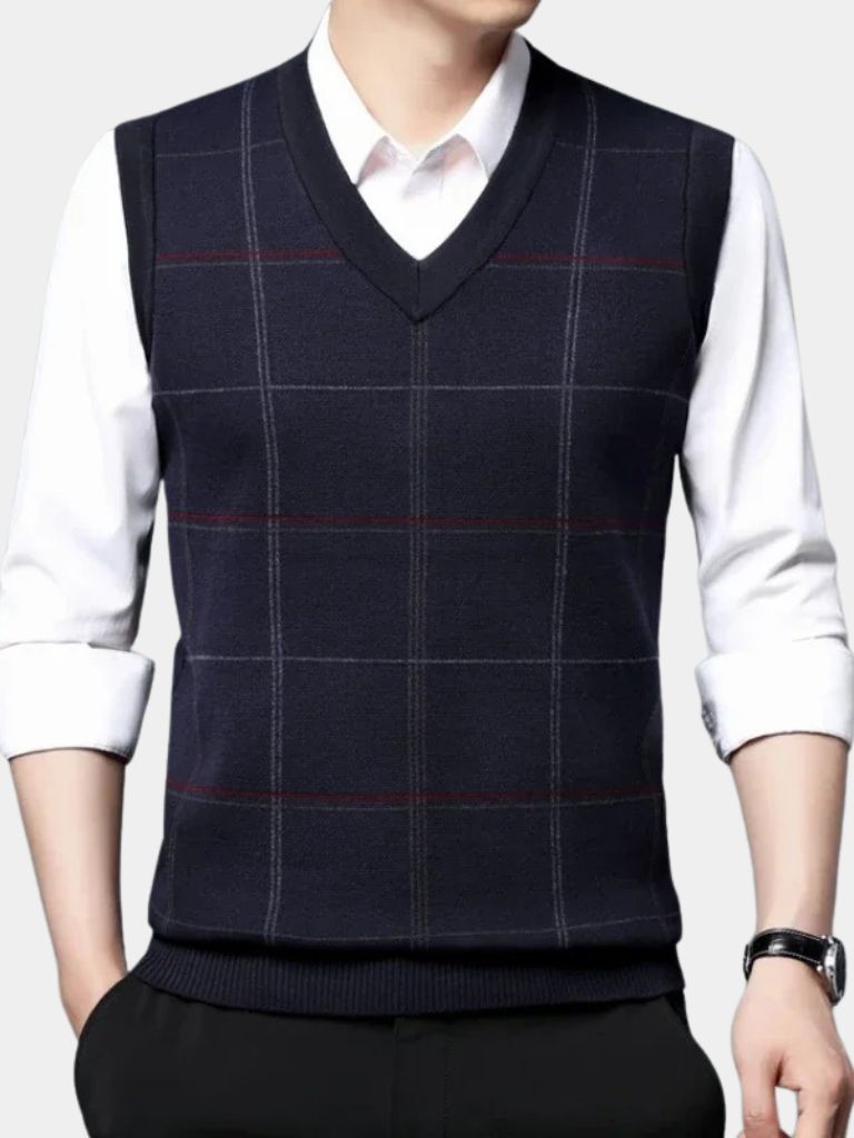 Academic Checkered Knit Vest - Fayymont Co