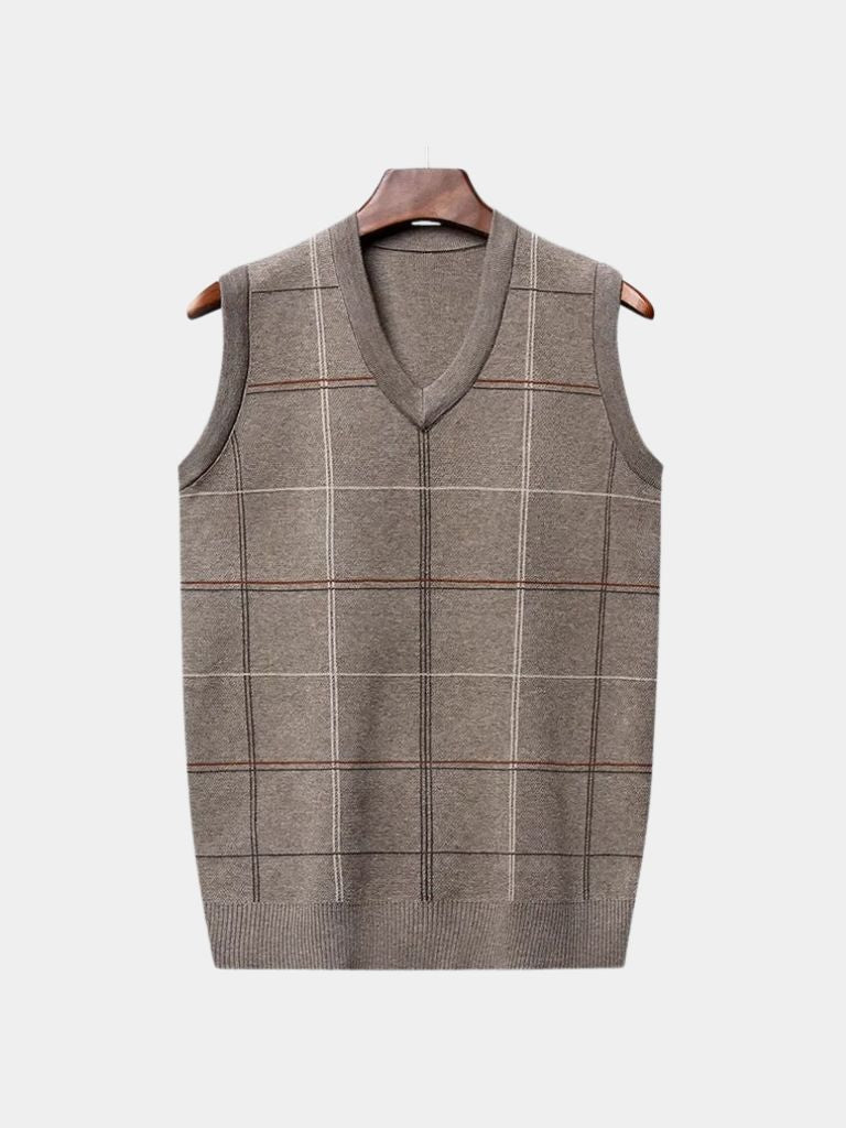Academic Checkered Knit Vest - Fayymont Co