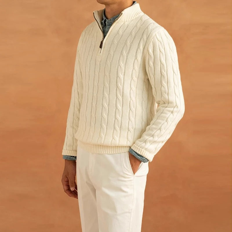 Old Money Jacquard Stehkragenpullover