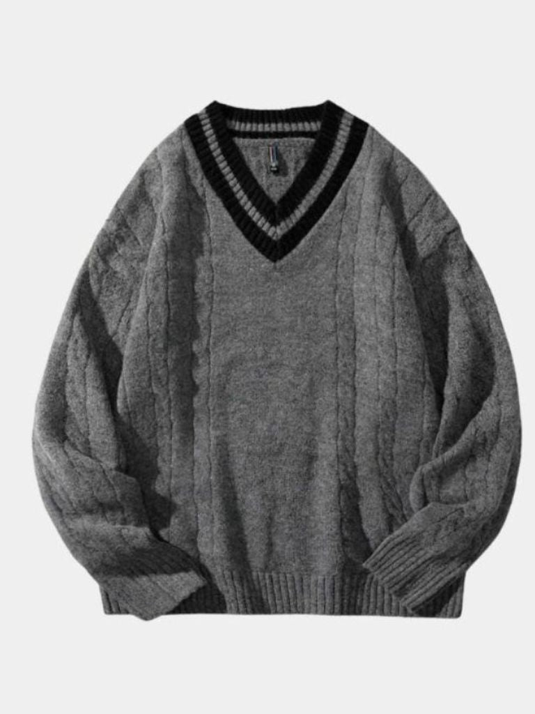 Minimalistischer V-Ausschnitt Pullover - Fayymont Co