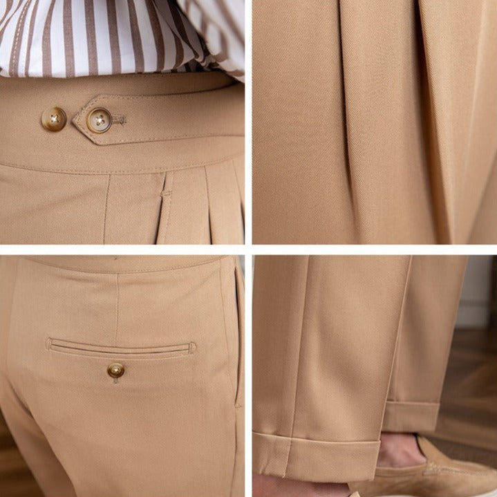 Moneglia Gerade Passform Faltenhose