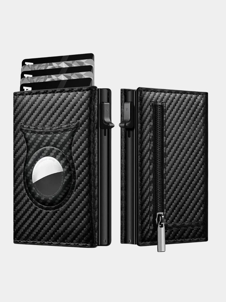 Carbon Fiber Wallet with Air Tag Holder RFID Blocking - Cross & Crown