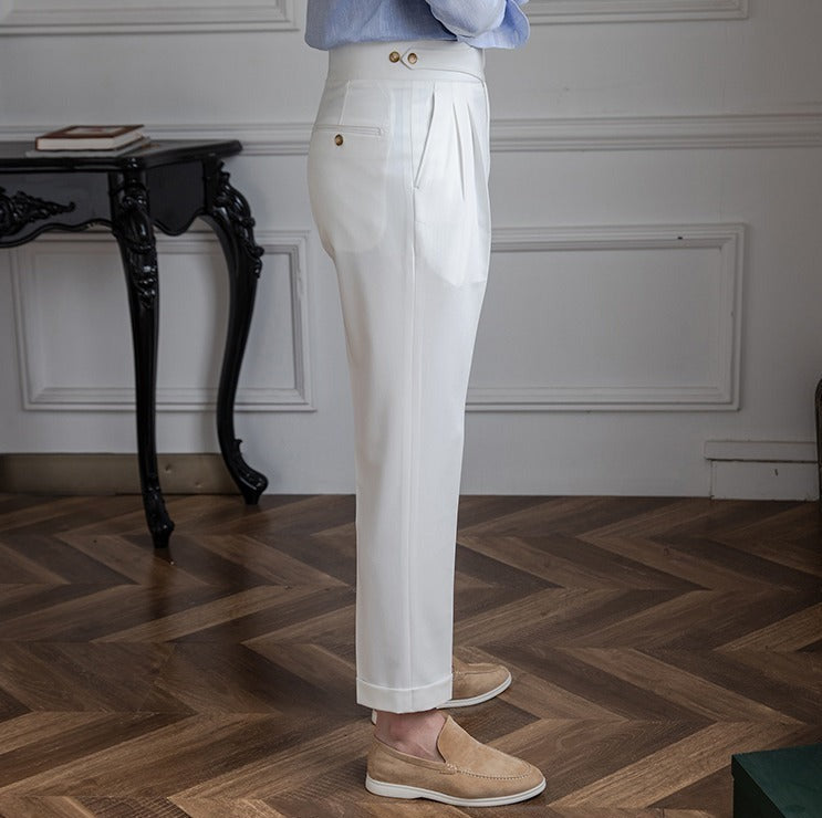 Moneglia Gerade Passform Faltenhose