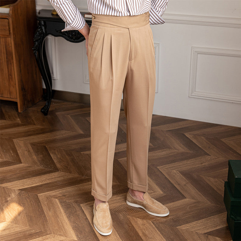 Moneglia Gerade Passform Faltenhose