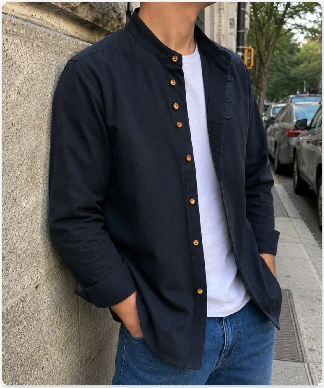 Kyoto - Men's Ultra Comfortable Band Collar Shirt