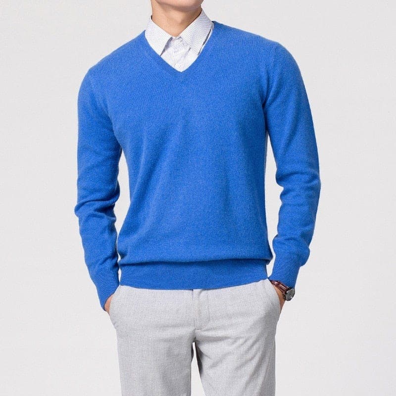 Men’s Cashmere V-Neck Sweater – Fayymont Co